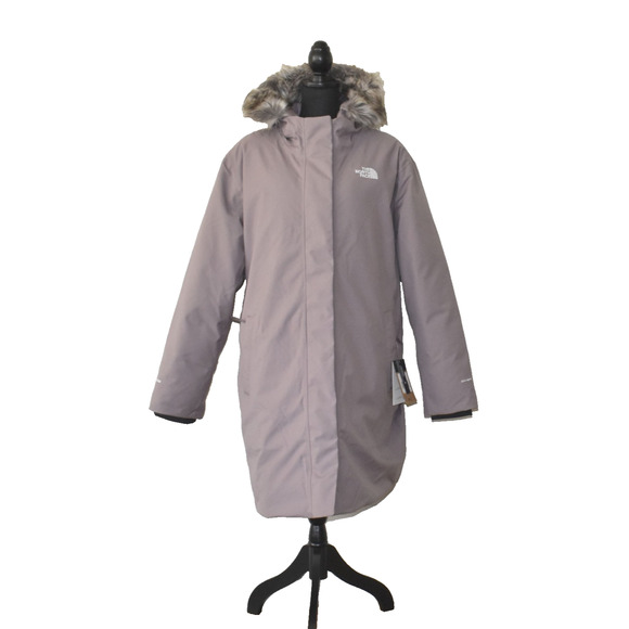 E0 NWT THE NORTH FACE Fawn Grey Faux Fur Hood Arctic Down Parka Coat Sz 3X $350 - Picture 1 of 13